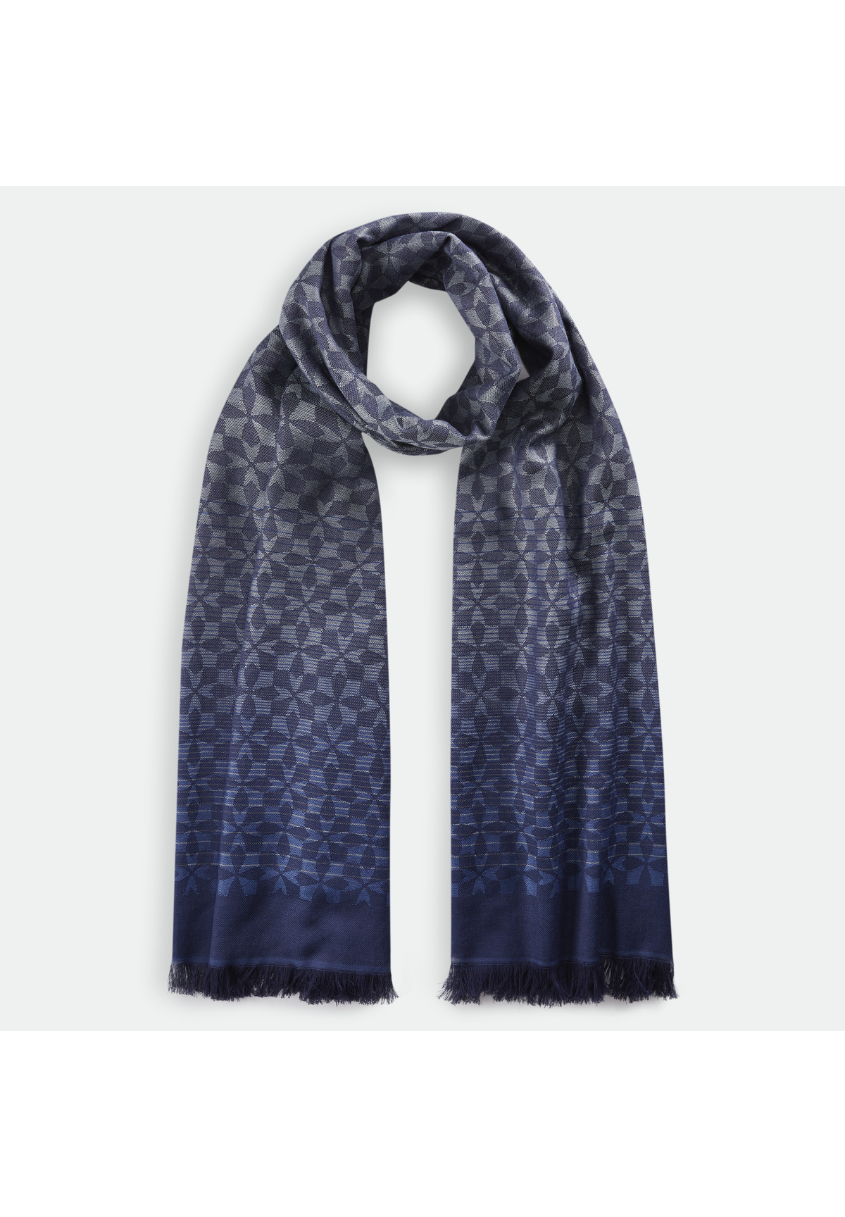 Schal mit gewebtem Jacquard-Muster in Blau und Degrade-Effekt feinem | Codello